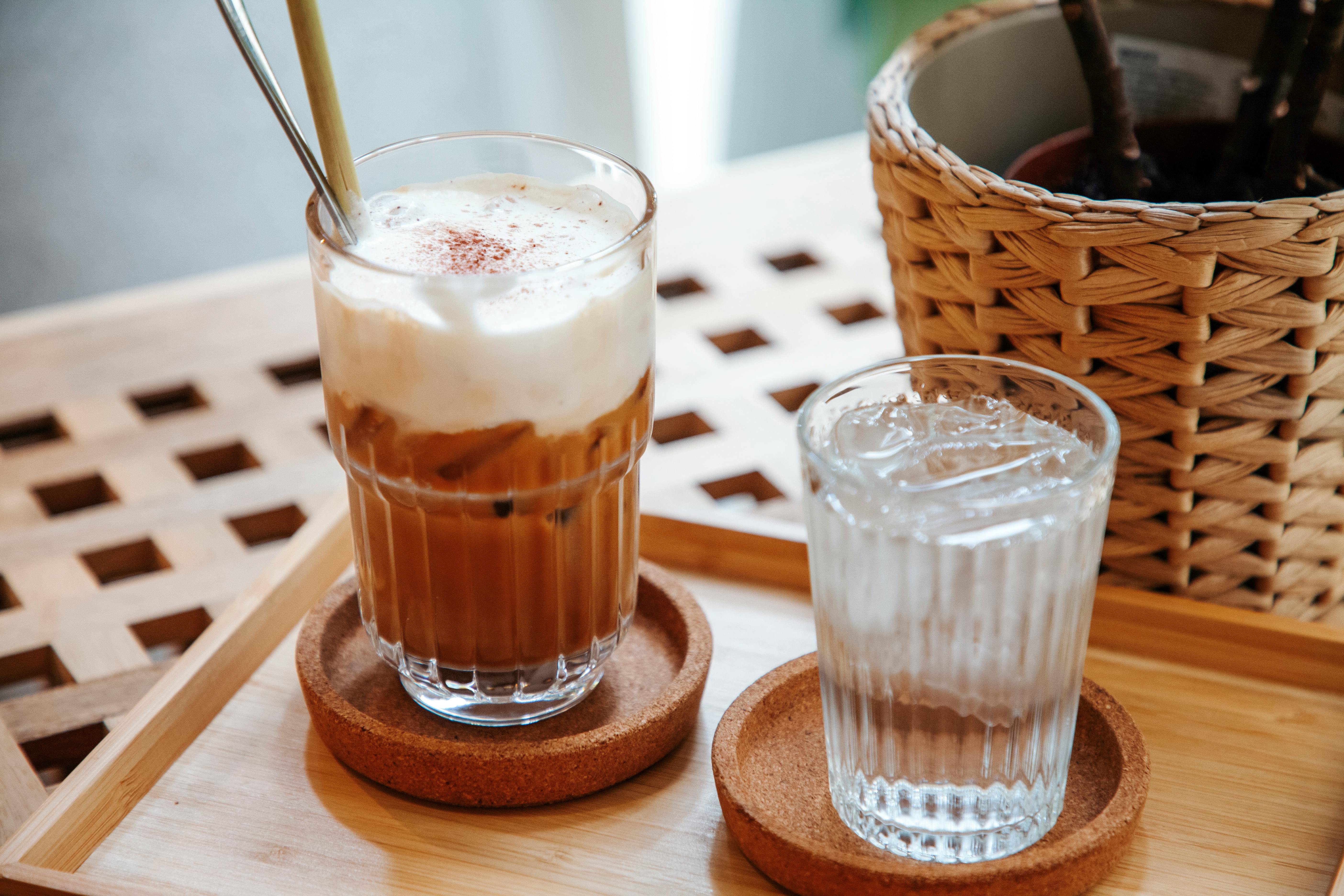 Iced Coffee and Water